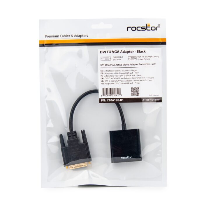 DVI-D (24+1 Pin) Male To VGA (15 Pin) Female Active Adapter Cable – 1080P Converter